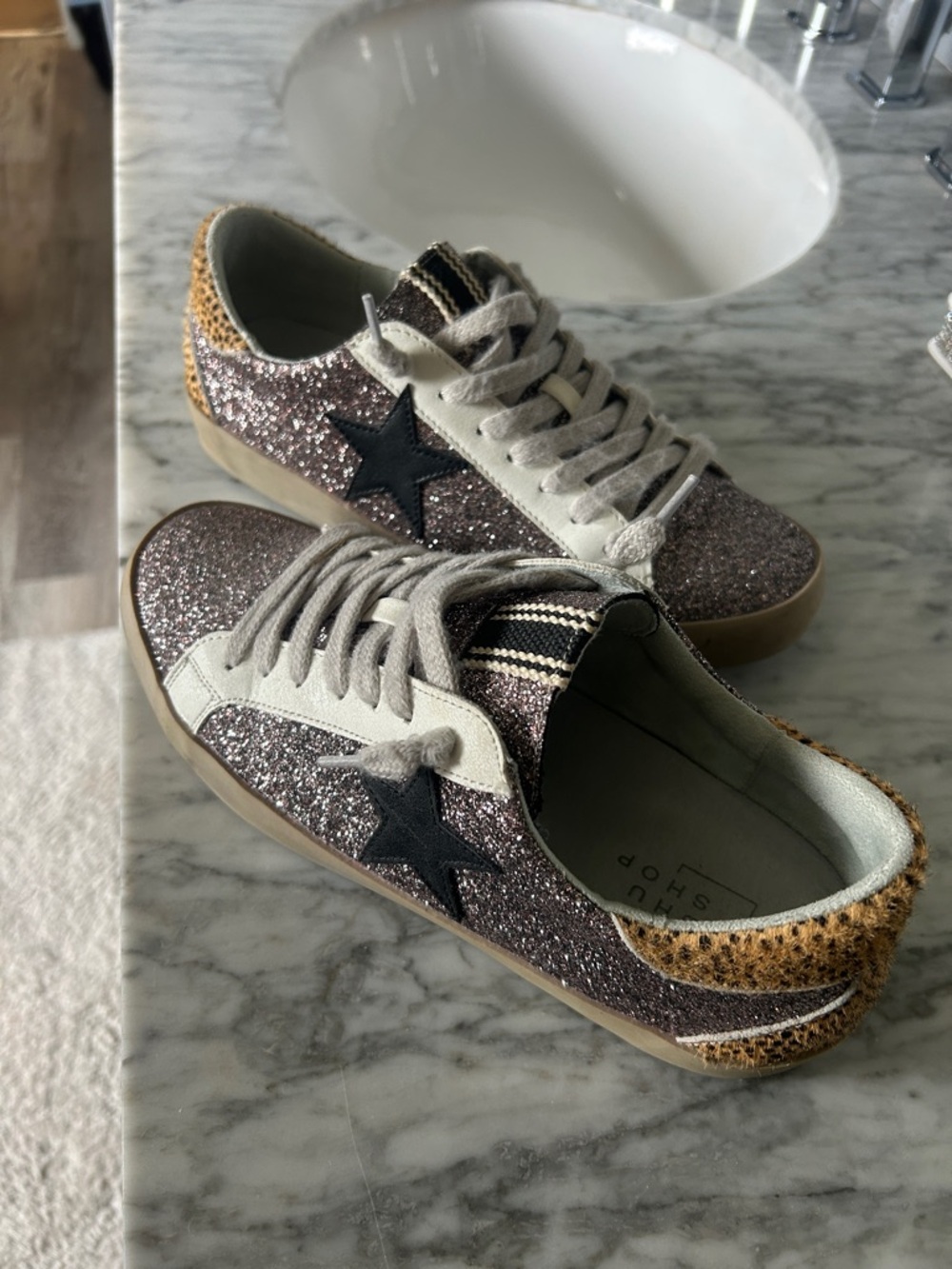 Women's Glitter Star Sneakers - Pale Purple/Champagne